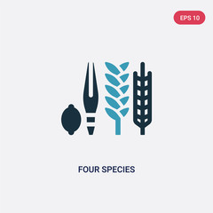 two color four species vector icon from religion concept. isolated blue four species vector sign symbol can be use for web, mobile and logo. eps 10