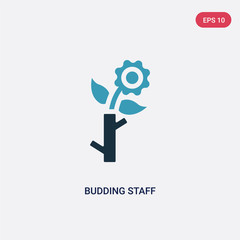 two color budding staff vector icon from religion concept. isolated blue budding staff vector sign symbol can be use for web, mobile and logo. eps 10