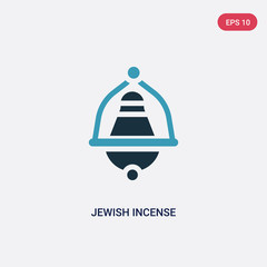 two color jewish incense vector icon from religion concept. isolated blue jewish incense vector sign symbol can be use for web, mobile and logo. eps 10