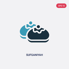 two color sufganiyah vector icon from religion concept. isolated blue sufganiyah vector sign symbol can be use for web, mobile and logo. eps 10