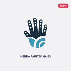 two color henna painted hand vector icon from religion concept. isolated blue henna painted hand vector sign symbol can be use for web, mobile and logo. eps 10