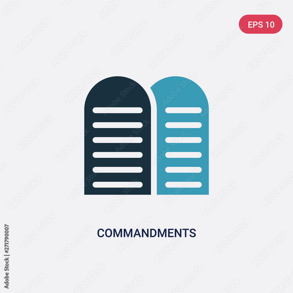 Poster two color commandments vector icon from religion concept. isolated blue commandments vector sign sym