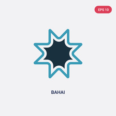 two color bahai vector icon from religion concept. isolated blue bahai vector sign symbol can be use for web, mobile and logo. eps 10
