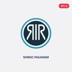 two color nordic paganism vector icon from religion concept. isolated blue nordic paganism vector sign symbol can be use for web, mobile and logo. eps 10