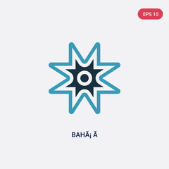 two color bahã¡ ã­ vector icon from religion concept. isolated blue bahã¡ ã­ vector sign symbol can be use for web, mobile and logo. eps 10