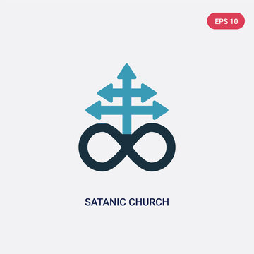 two color satanic church vector icon from religion concept. isolated blue satanic church vector sign symbol can be use for web, mobile and logo. eps 10
