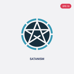 two color satanism vector icon from religion concept. isolated blue satanism vector sign symbol can be use for web, mobile and logo. eps 10