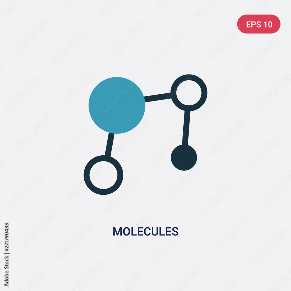 Poster two color molecules vector icon from science concept. isolated blue molecules vector sign symbol can