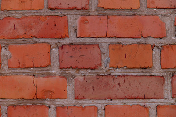 Obraz premium Red brick wall texture background. Cropped shot, horizontal, plenty of space, close-up. Conception of construction and design.