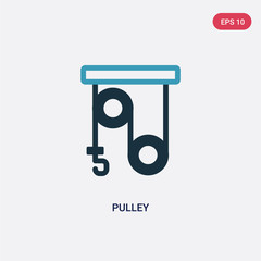 two color pulley vector icon from science concept. isolated blue pulley vector sign symbol can be use for web, mobile and logo. eps 10