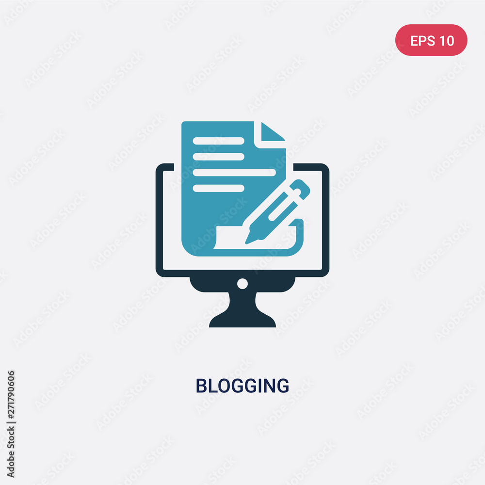 Aufkleber two color blogging vector icon from search engine optimization concept. isolated blue blogging vecto