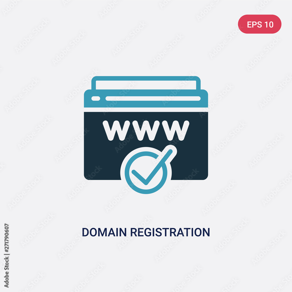 Poster two color domain registration vector icon from search engine optimization concept. isolated blue dom