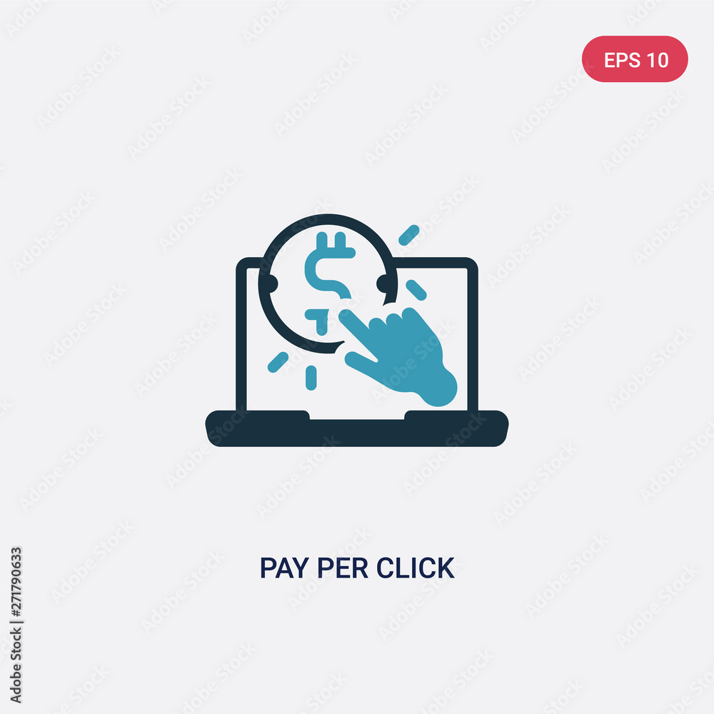 Poster two color pay per click vector icon from search engine optimization concept. isolated blue pay per c