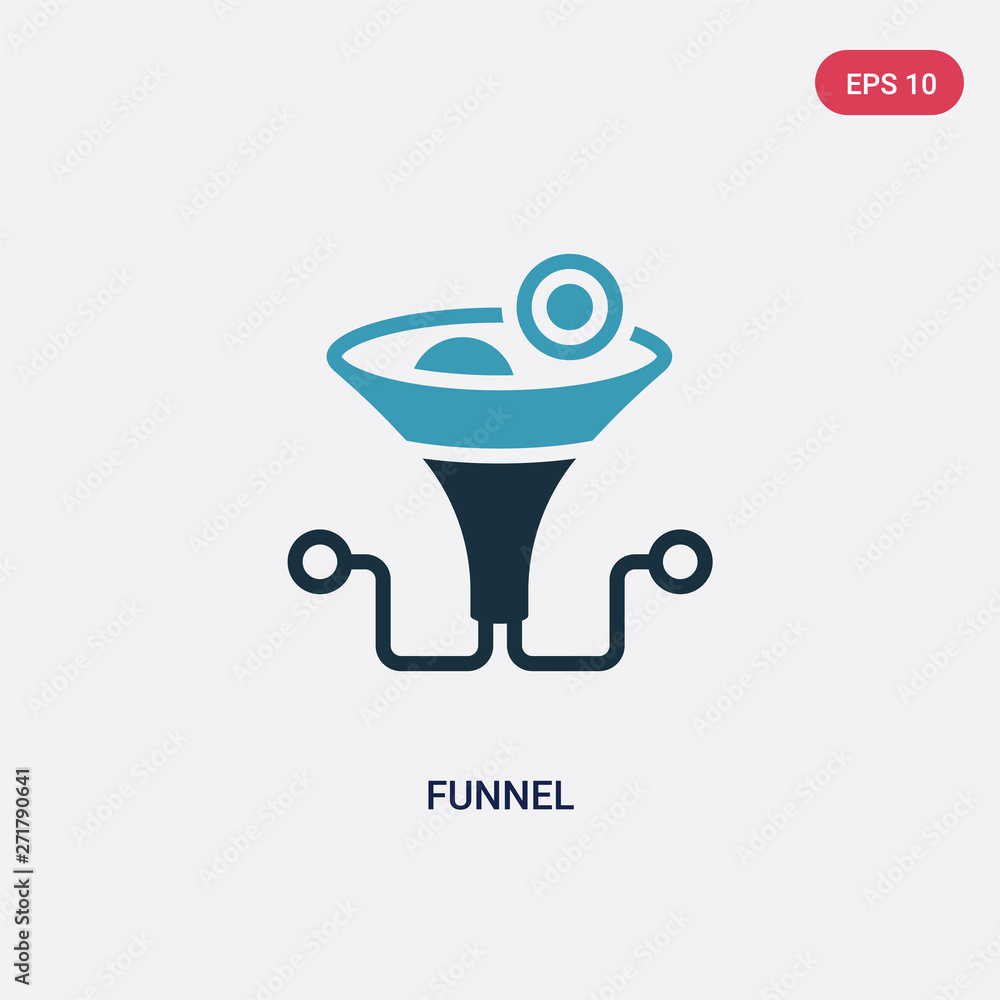 Poster two color funnel vector icon from search engine optimization concept. isolated blue funnel vector si