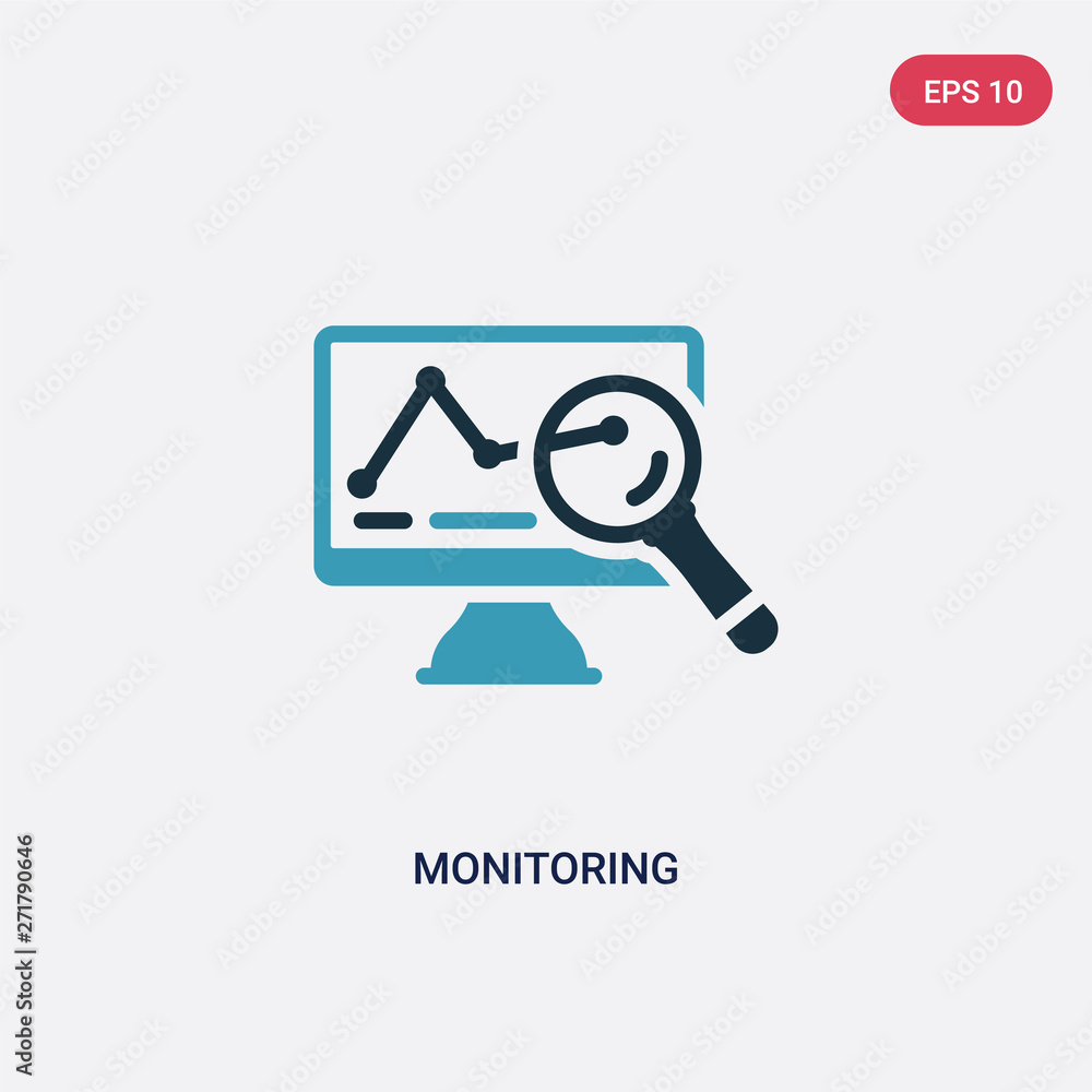 Poster two color monitoring vector icon from search engine optimization concept. isolated blue monitoring v