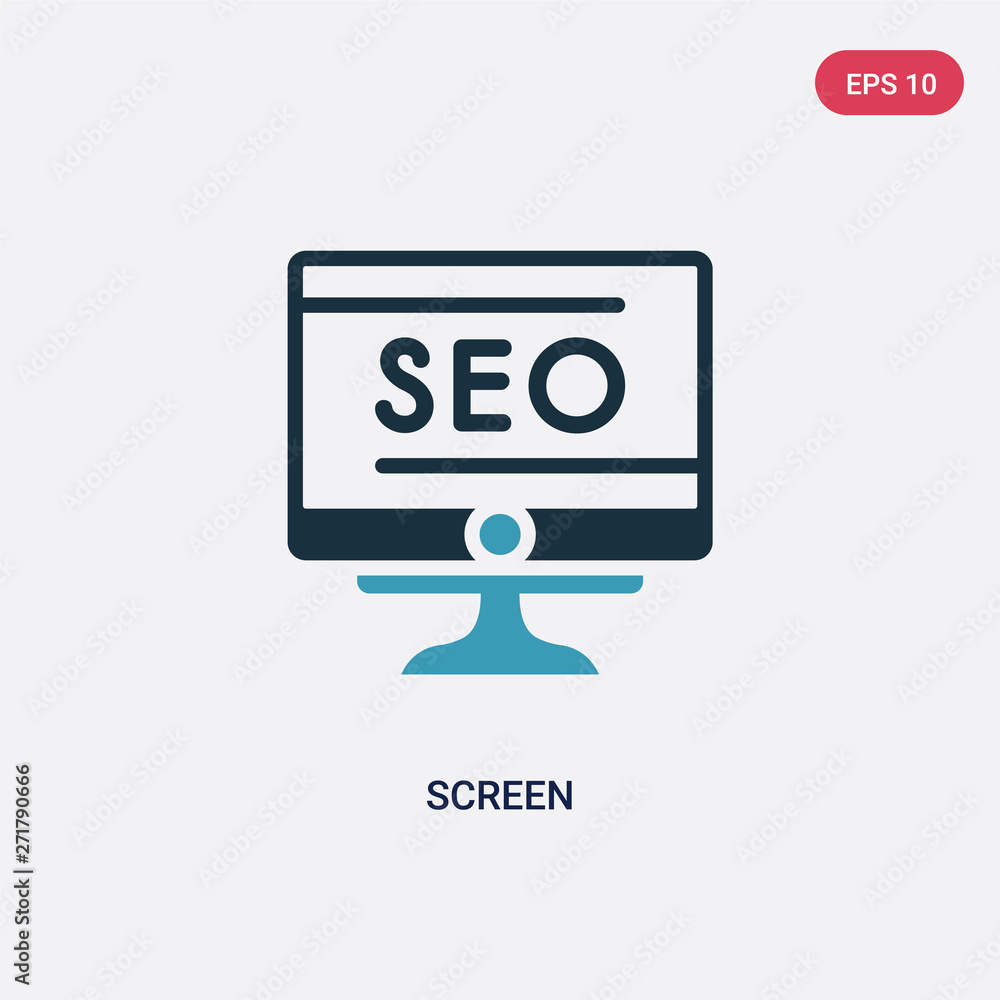 Poster two color screen vector icon from search engine optimization concept. isolated blue screen vector si
