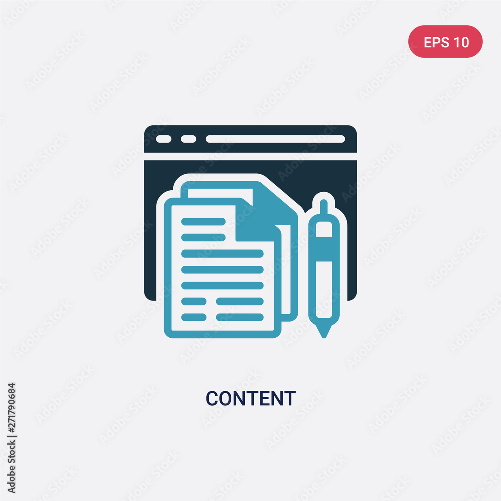 Poster two color content vector icon from seo & web concept. isolated blue content vector sign symbol can b