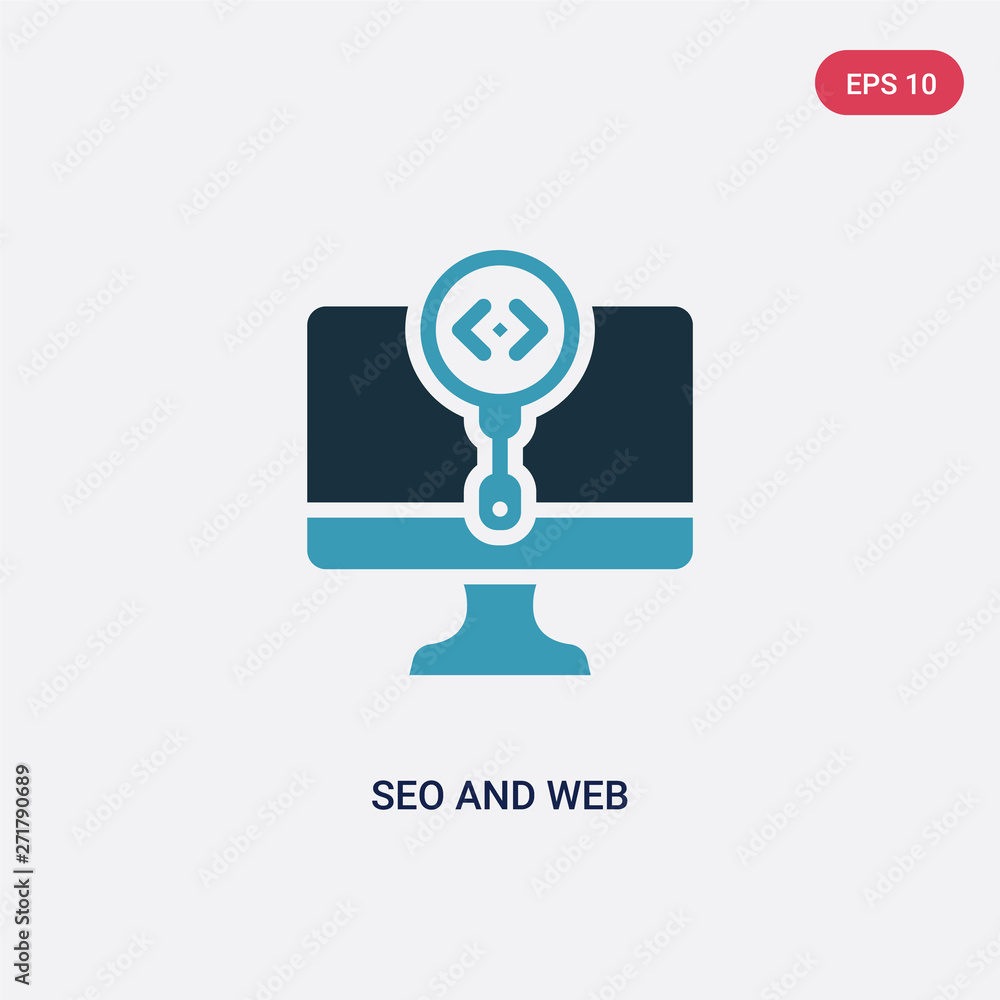 Poster two color seo and web vector icon from seo & web concept. isolated blue seo and web vector sign symb