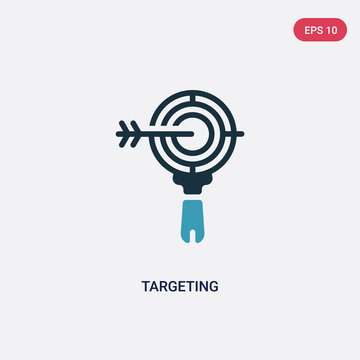 two color targeting vector icon from search engine optimization concept. isolated blue targeting vector sign symbol can be use for web, mobile and logo. eps 10