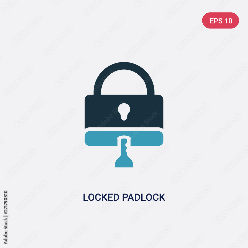 Poster two color locked padlock vector icon from security concept. isolated blue locked padlock vector sign