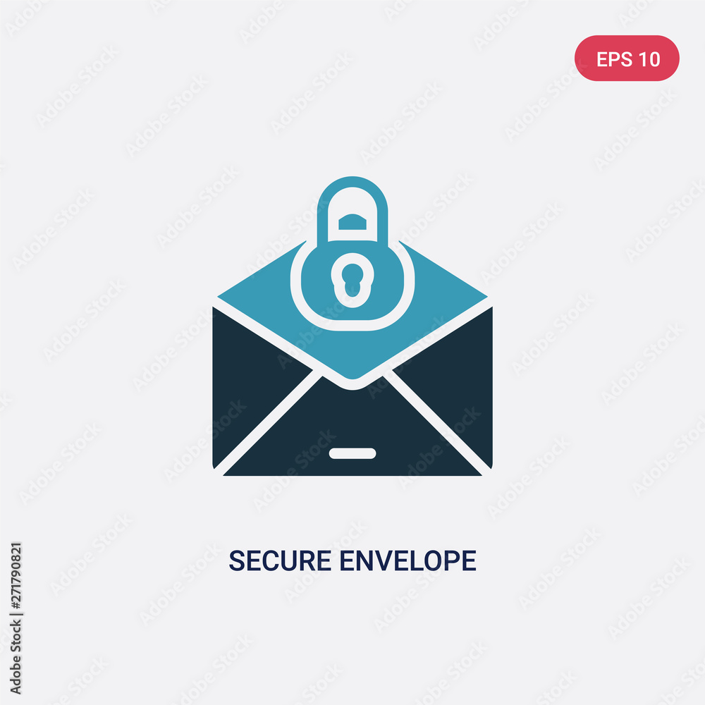 Poster two color secure envelope vector icon from security concept. isolated blue secure envelope vector si