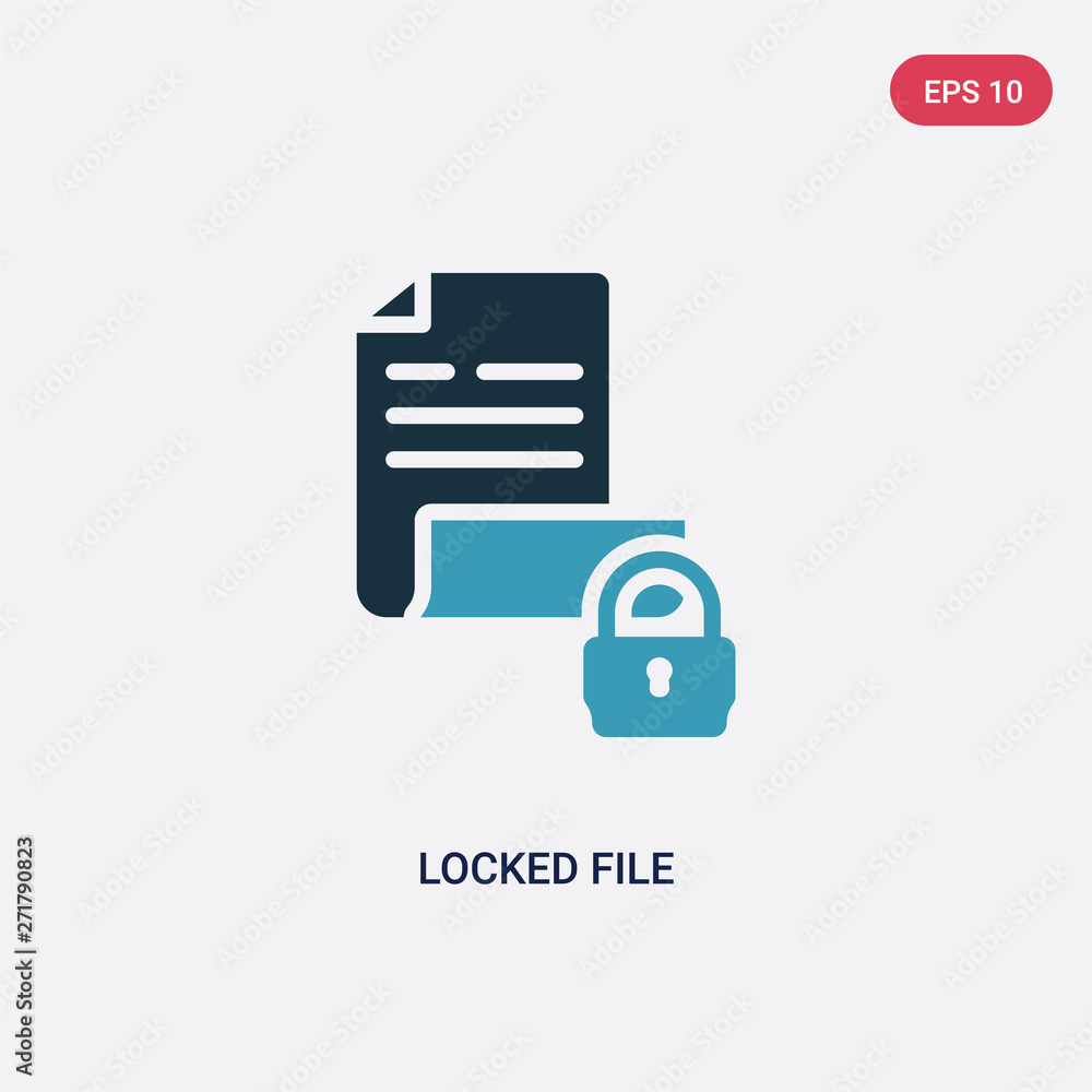 Poster two color locked file vector icon from security concept. isolated blue locked file vector sign symbo