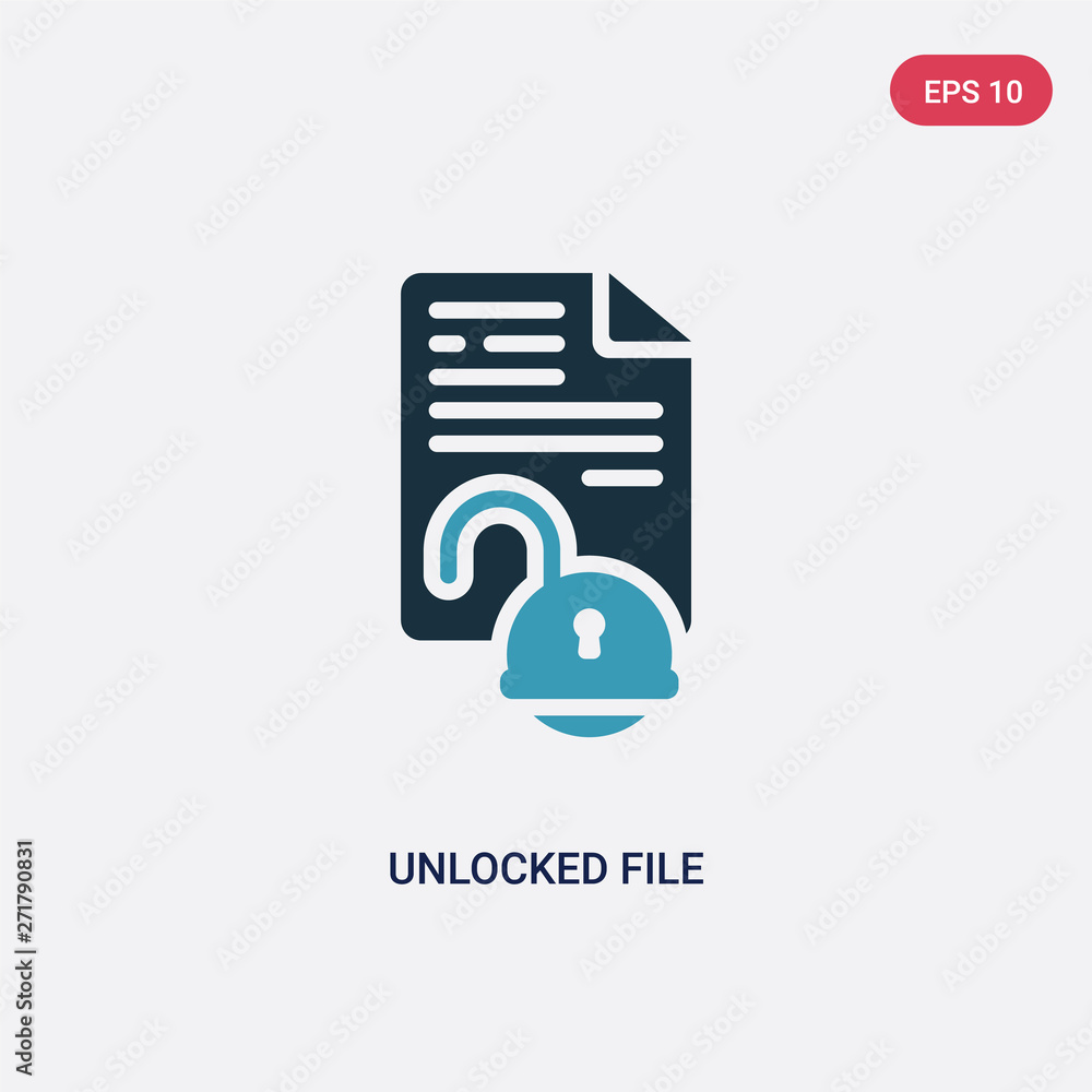 Poster two color unlocked file vector icon from security concept. isolated blue unlocked file vector sign s
