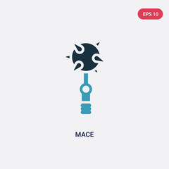 two color mace vector icon from security concept. isolated blue mace vector sign symbol can be use for web, mobile and logo. eps 10