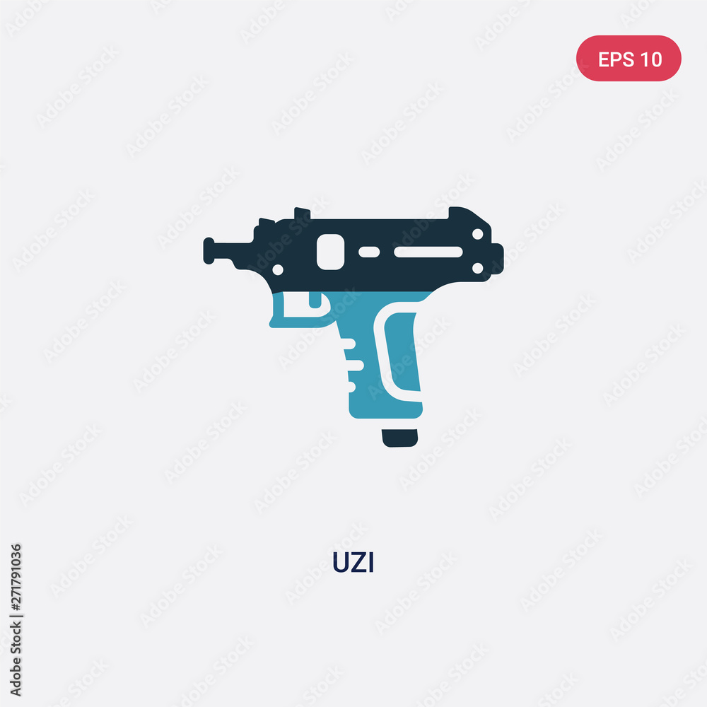 Poster two color uzi vector icon from security concept. isolated blue uzi vector sign symbol can be use for