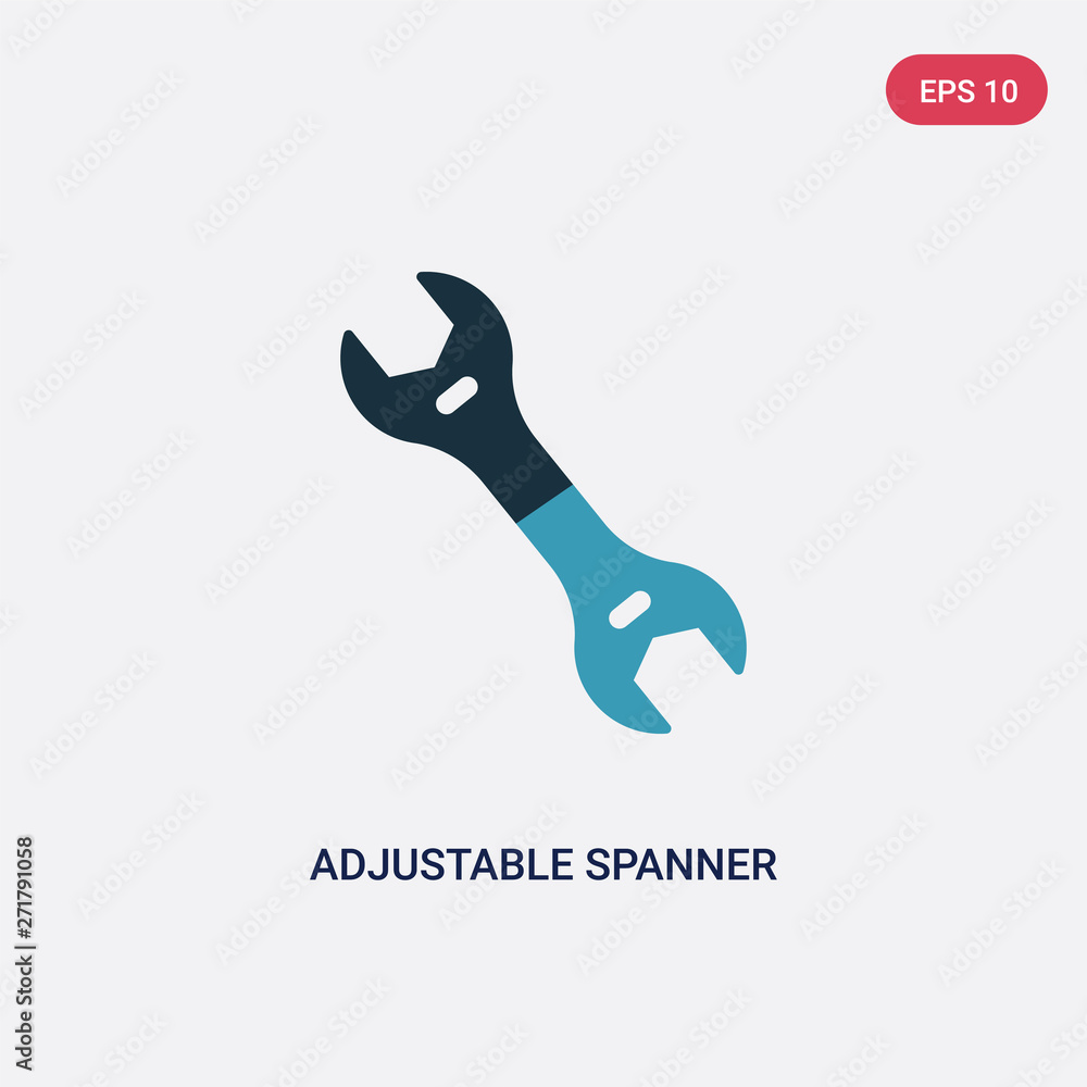 Poster two color adjustable spanner vector icon from seo and web concept. isolated blue adjustable spanner 