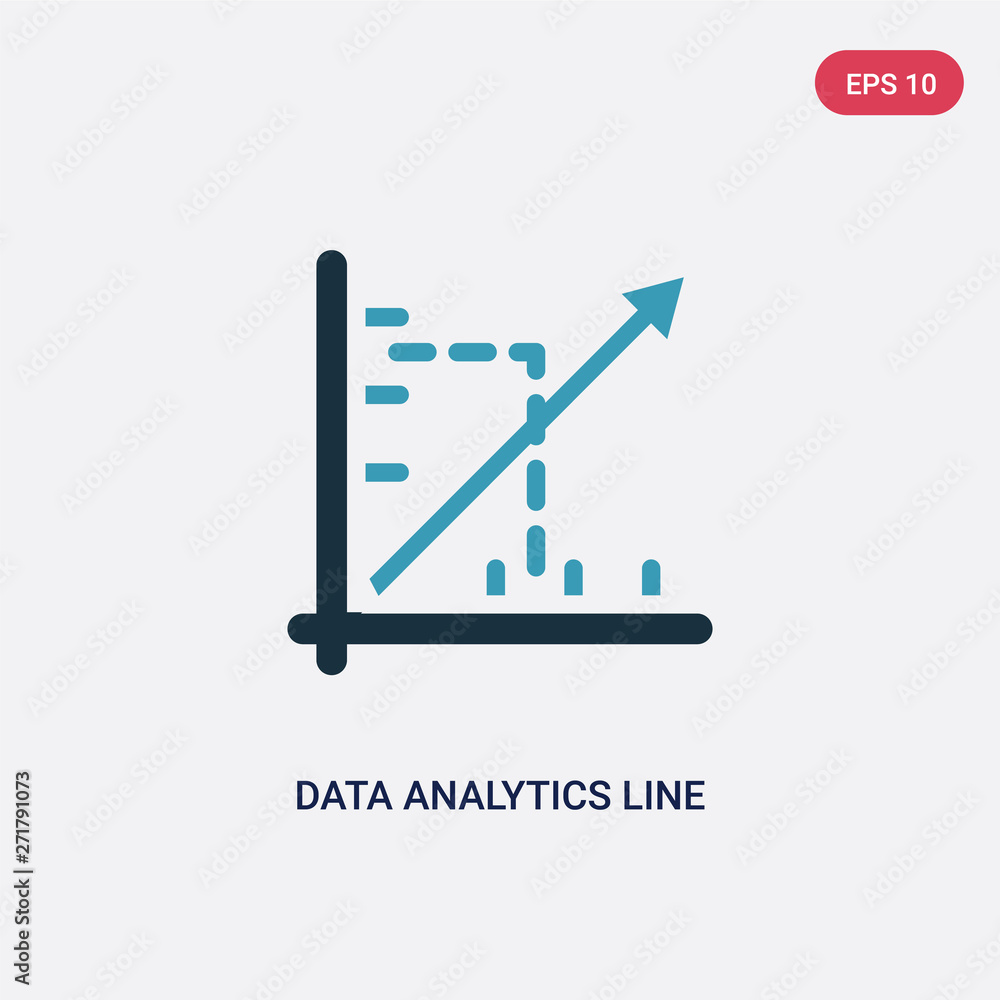 Poster two color data analytics line graphic vector icon from seo and web concept. isolated blue data analy