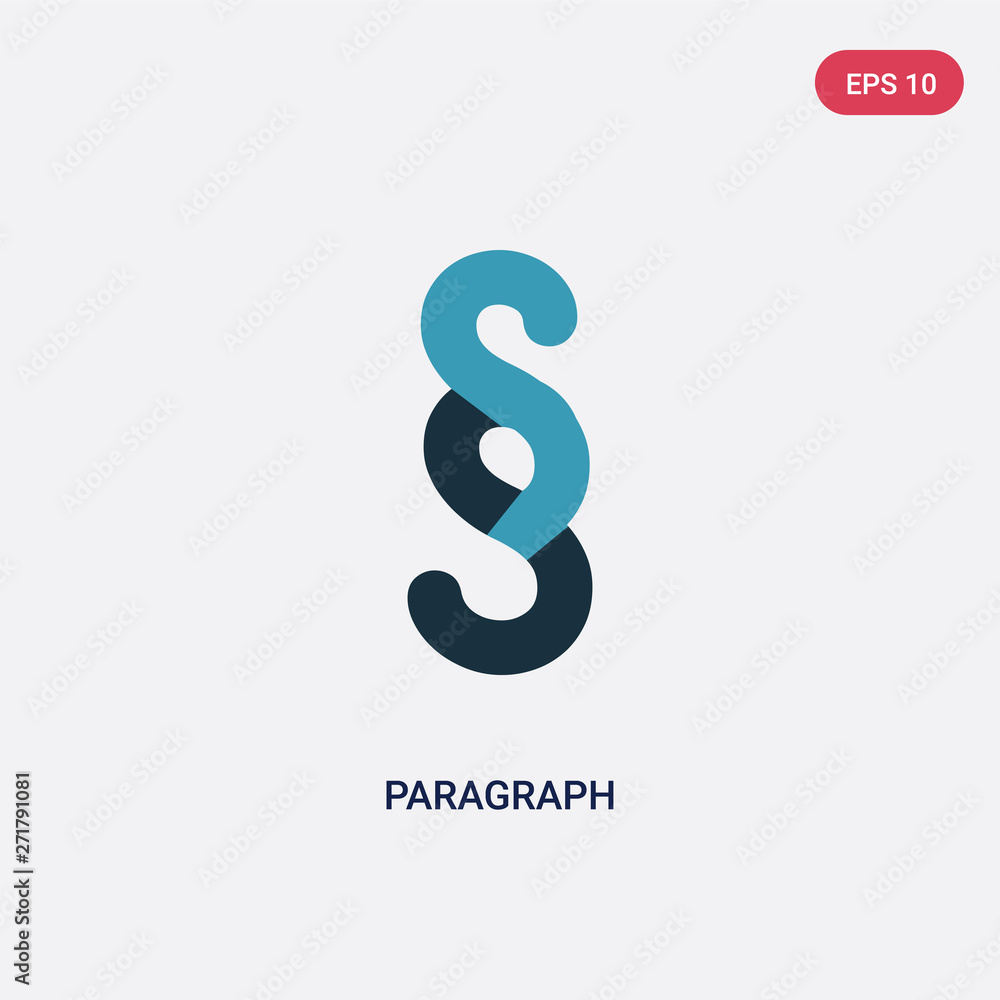 Poster two color paragraph vector icon from shapes concept. isolated blue paragraph vector sign symbol can 
