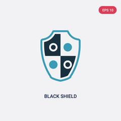 two color black shield vector icon from security concept. isolated blue black shield vector sign symbol can be use for web, mobile and logo. eps 10