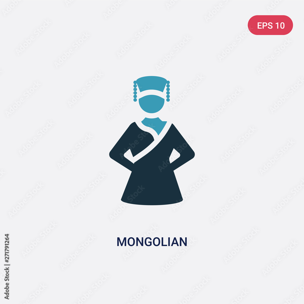 Aufkleber two color mongolian vector icon from shapes concept. isolated blue mongolian vector sign symbol can 