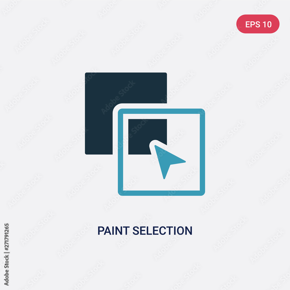 Poster two color paint selection vector icon from shapes concept. isolated blue paint selection vector sign