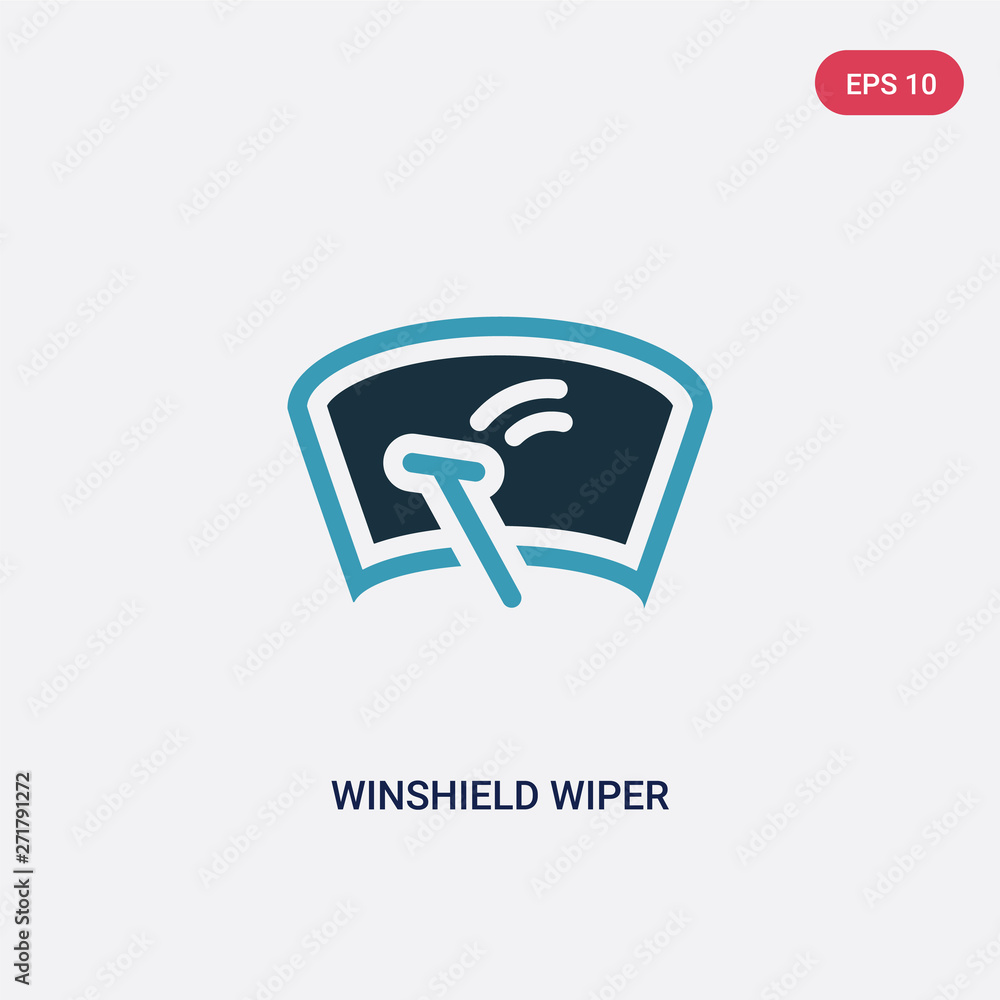Aufkleber two color winshield wiper vector icon from shapes concept. isolated blue winshield wiper vector sign