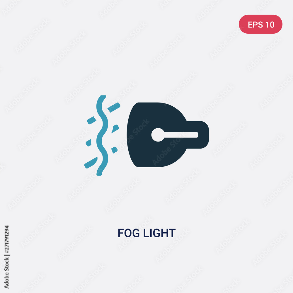 Poster two color fog light vector icon from shapes concept. isolated blue fog light vector sign symbol can 