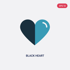 two color black heart vector icon from shapes concept. isolated blue black heart vector sign symbol can be use for web, mobile and logo. eps 10