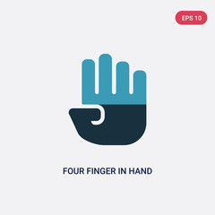 two color four finger in hand vector icon from shapes concept. isolated blue four finger in hand vector sign symbol can be use for web, mobile and logo. eps 10