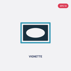 two color vignette vector icon from shapes concept. isolated blue vignette vector sign symbol can be use for web, mobile and logo. eps 10