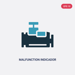 two color malfunction indicador vector icon from shapes concept. isolated blue malfunction indicador vector sign symbol can be use for web, mobile and logo. eps 10