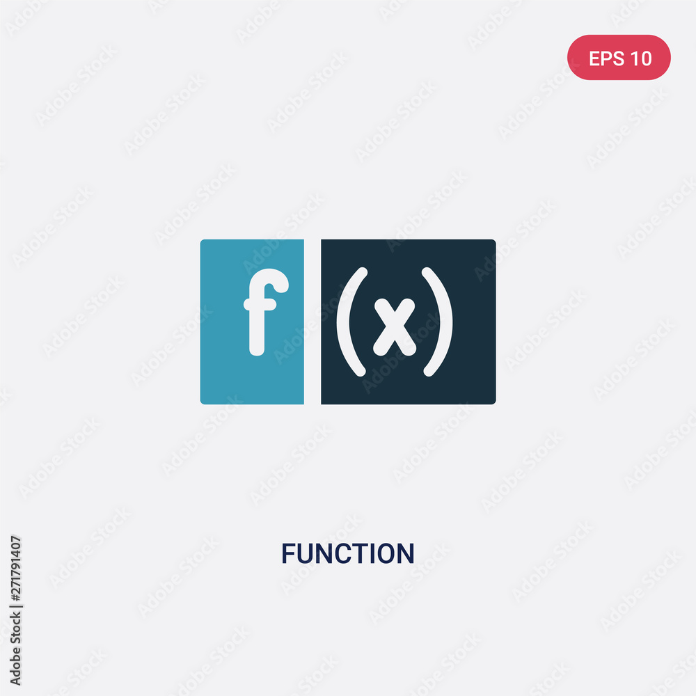 Poster two color function vector icon from shapes concept. isolated blue function vector sign symbol can be