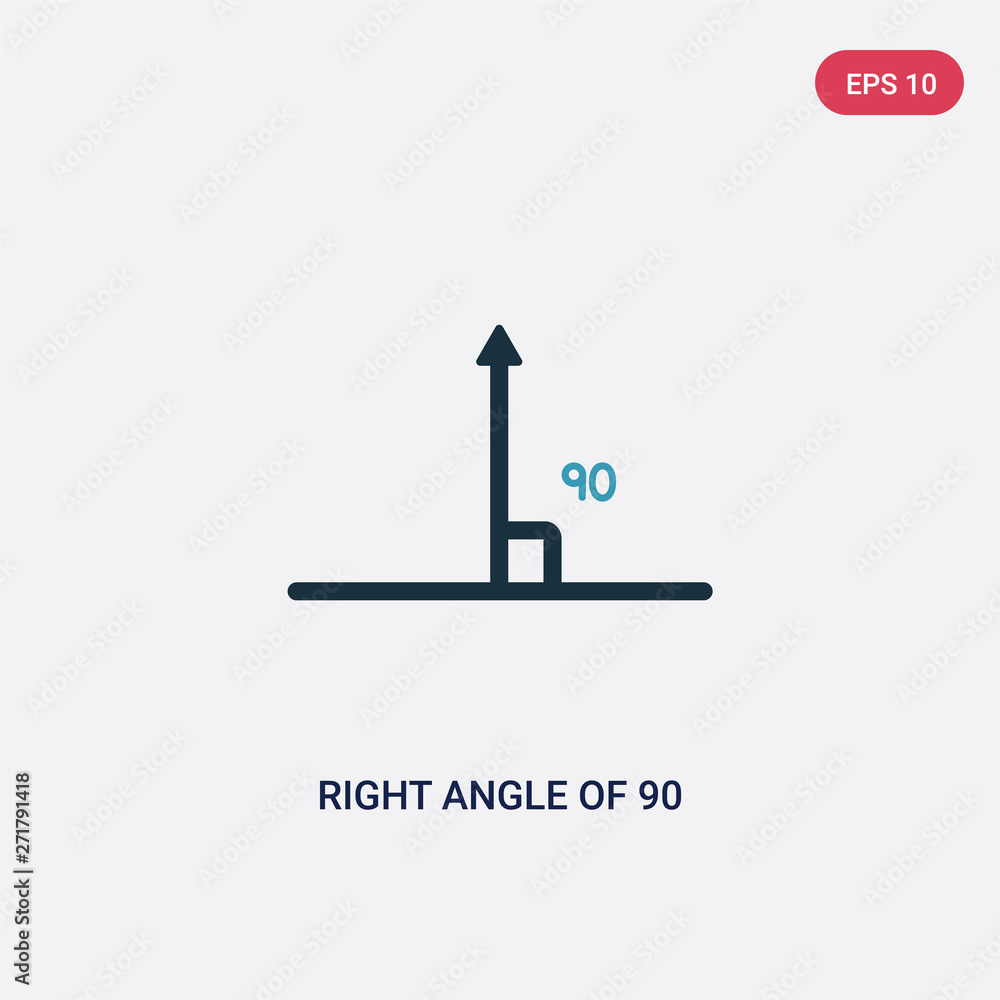 Aufkleber two color right angle of 90 degrees vector icon from shapes concept. isolated blue right angle of 90