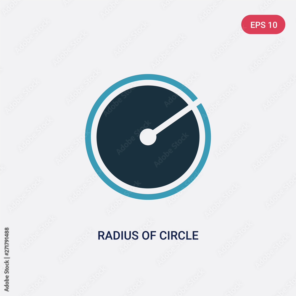 Aufkleber two color radius of circle vector icon from shapes concept. isolated blue radius of circle vector si