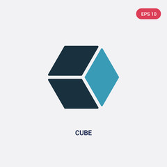 two color cube vector icon from shapes concept. isolated blue cube vector sign symbol can be use for web, mobile and logo. eps 10