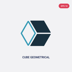 two color cube geometrical vector icon from shapes concept. isolated blue cube geometrical vector sign symbol can be use for web, mobile and logo. eps 10