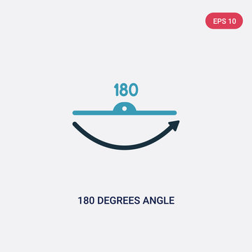 two color 180 degrees angle vector icon from shapes concept. isolated blue 180 degrees angle vector sign symbol can be use for web, mobile and logo. eps 10