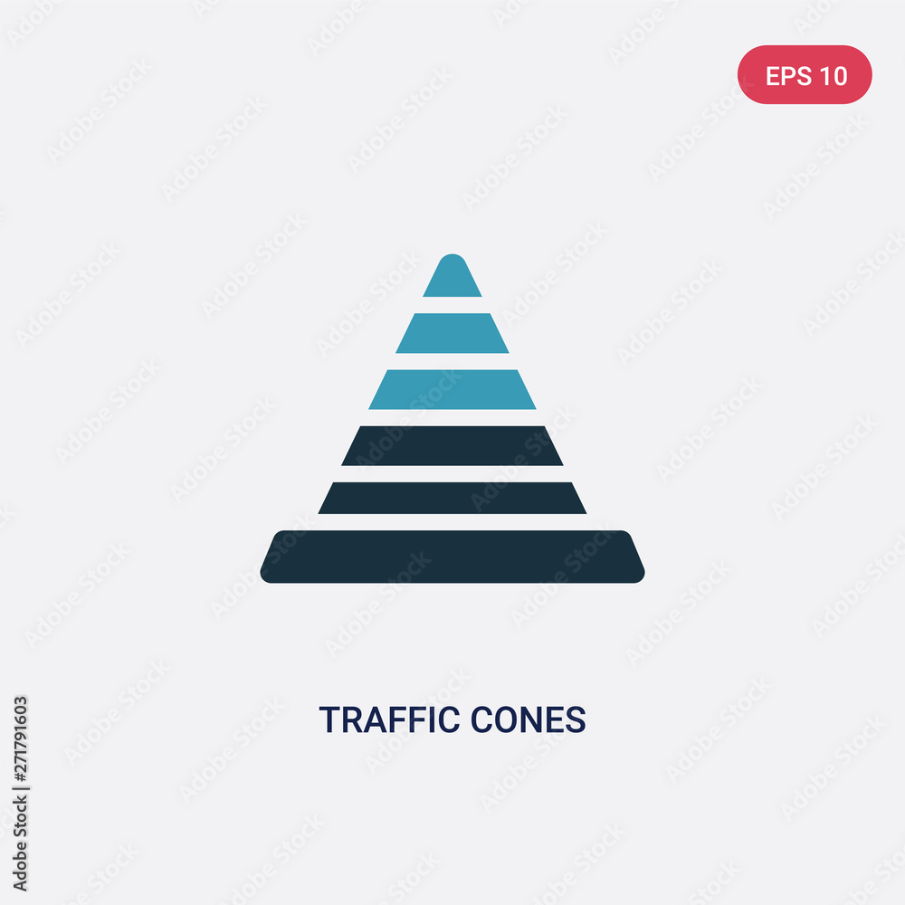 Poster two color traffic cones vector icon from signaling concept. isolated blue traffic cones vector sign 