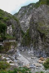 Fototapeta na wymiar View of gray water river at taroko National park landscape in Hualien,taiwan.