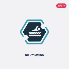 two color no swimming vector icon from signs concept. isolated blue no swimming vector sign symbol can be use for web, mobile and logo. eps 10